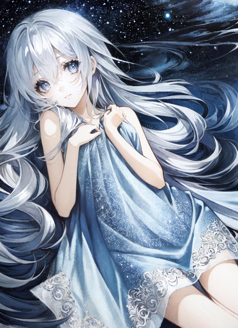 00036-3495496152-{masterpiece,best quality,illustration,1 girl,adult female,blue eyes,(starry sky long hair silver),starry sky dress,lying flat o.png